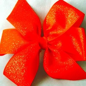 Orange Glitter Pinwheel hair bow